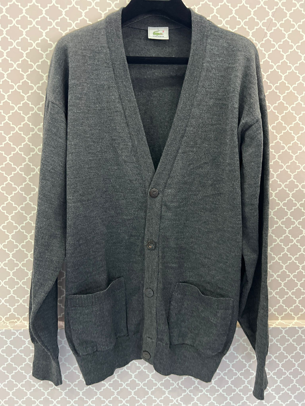 CARDIGAN LACOSTE GRIGIO UOMO