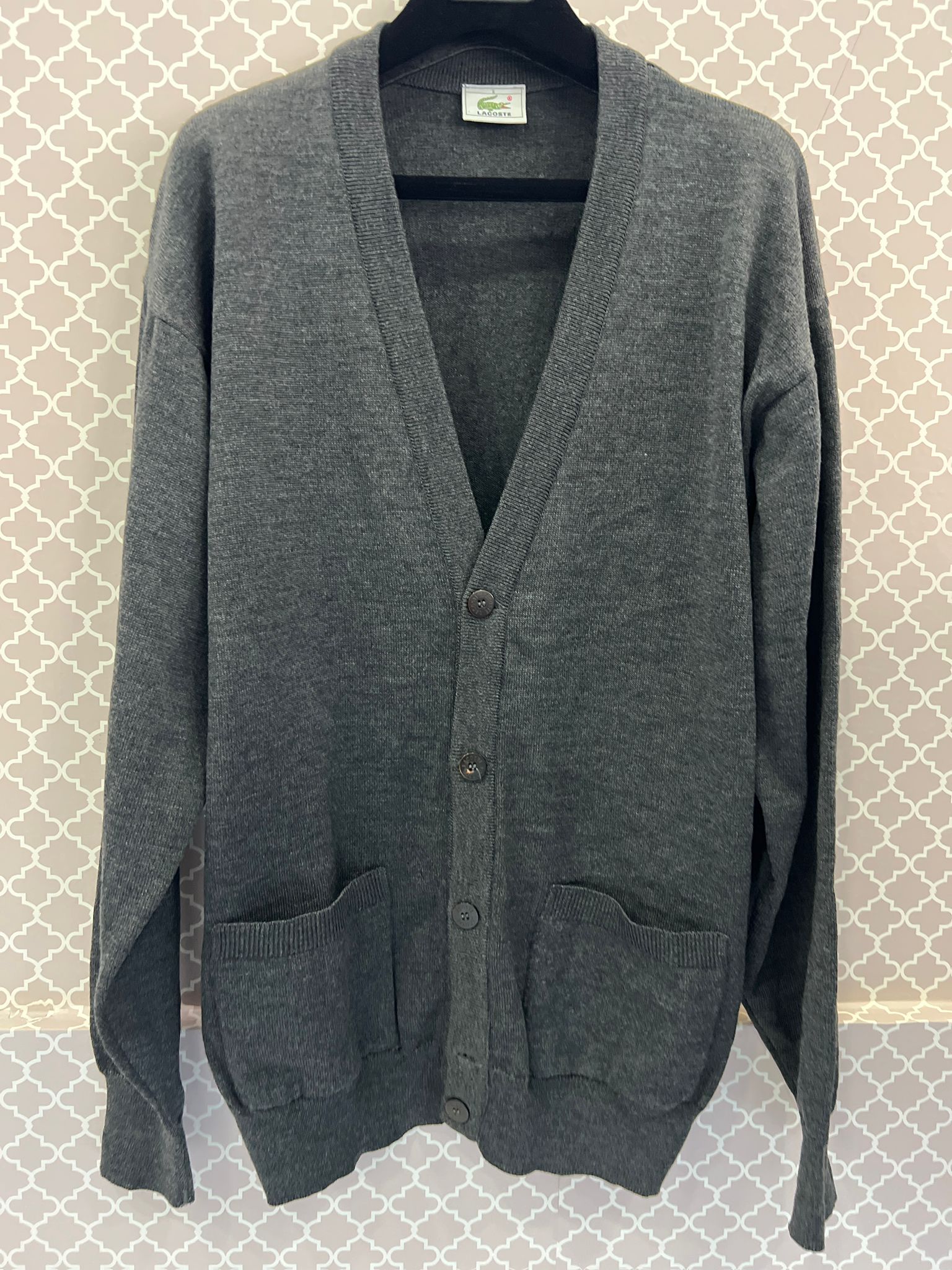 CARDIGAN LACOSTE GRIGIO UOMO