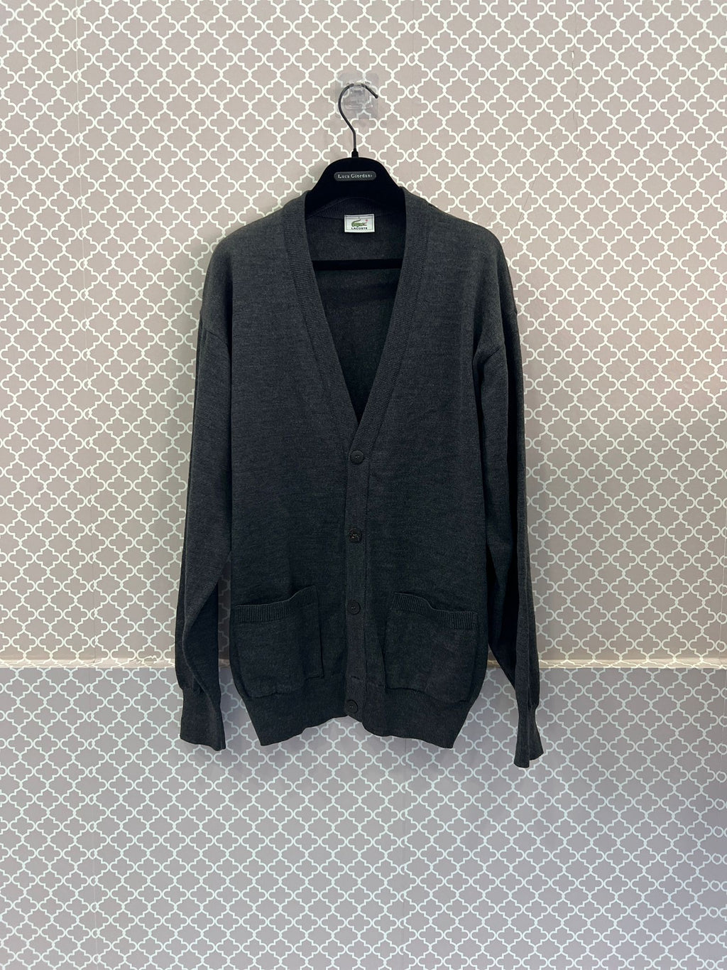 CARDIGAN LACOSTE GRIGIO UOMO