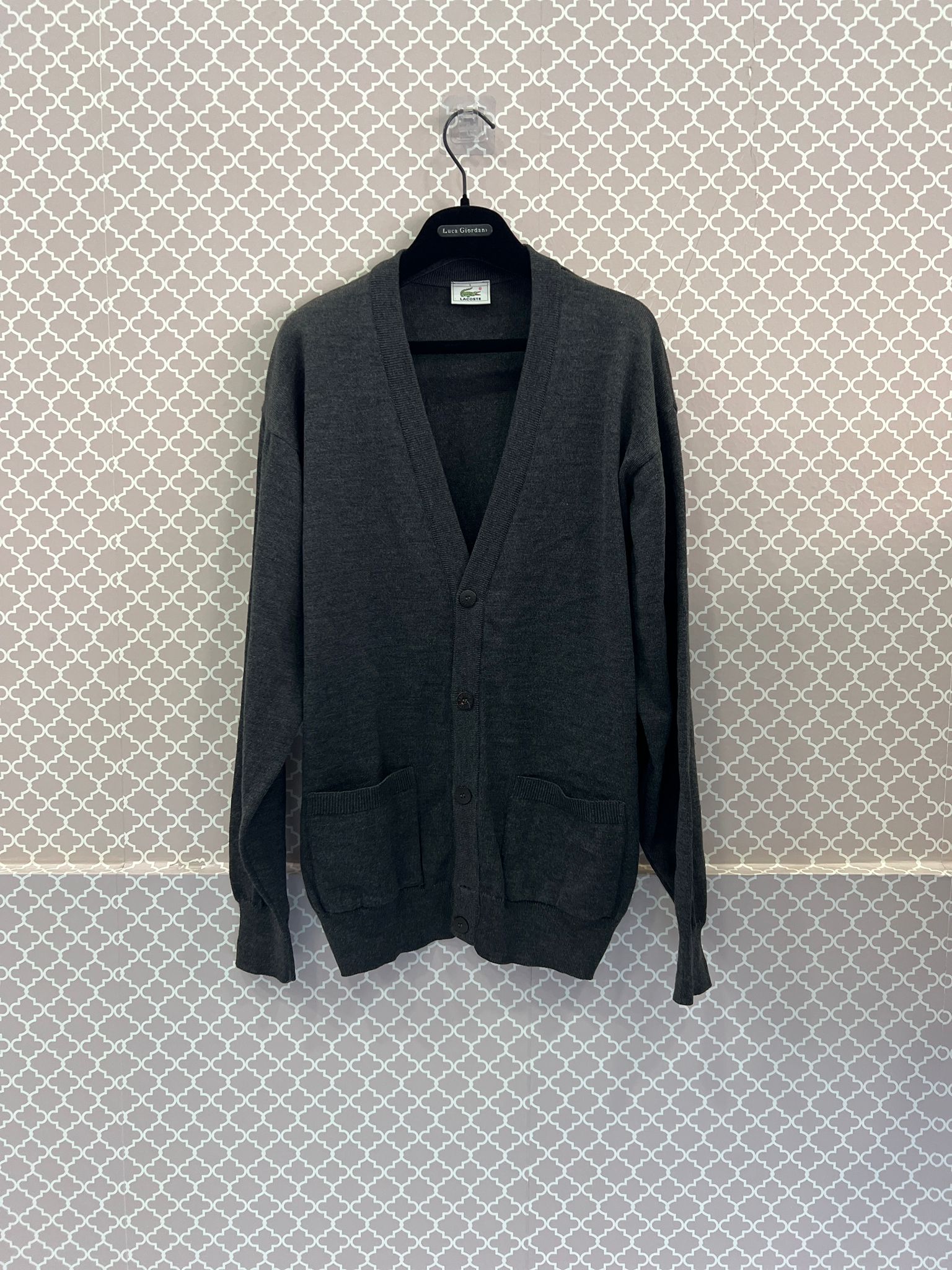 CARDIGAN LACOSTE GRIGIO UOMO