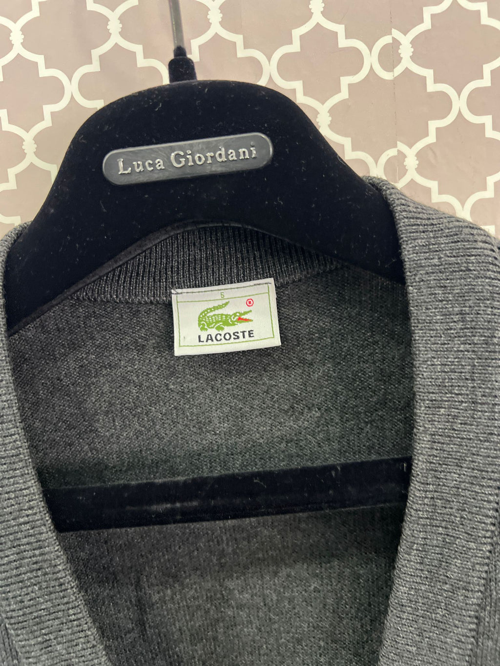 CARDIGAN LACOSTE GRIGIO UOMO