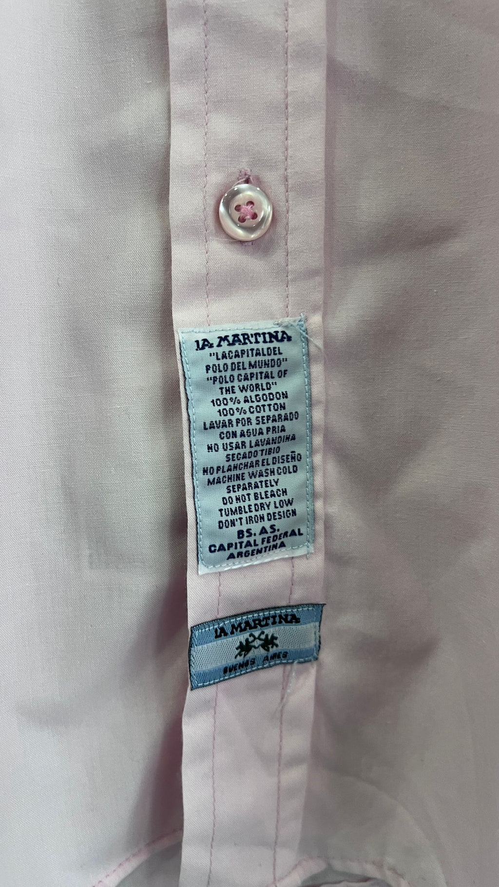 Camicia La Martina Uomo Rosa con Ricami Polo