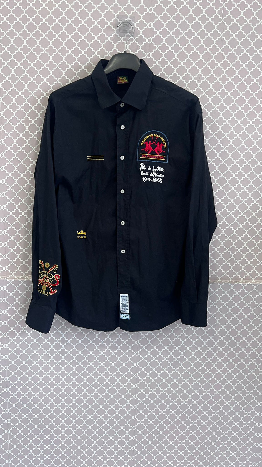 Camicia Nera da Uomo a Maniche Lunghe "La Martina Polo"