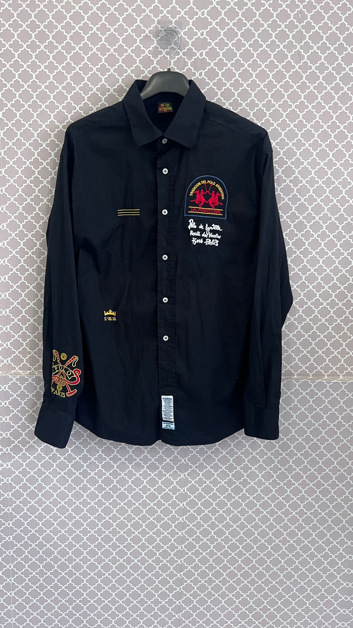 Camicia Nera da Uomo a Maniche Lunghe "La Martina Polo"