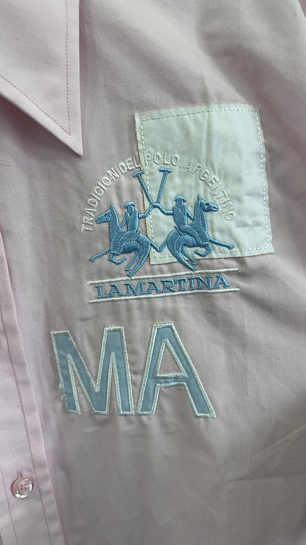 Camicia La Martina Uomo Rosa con Ricami Polo
