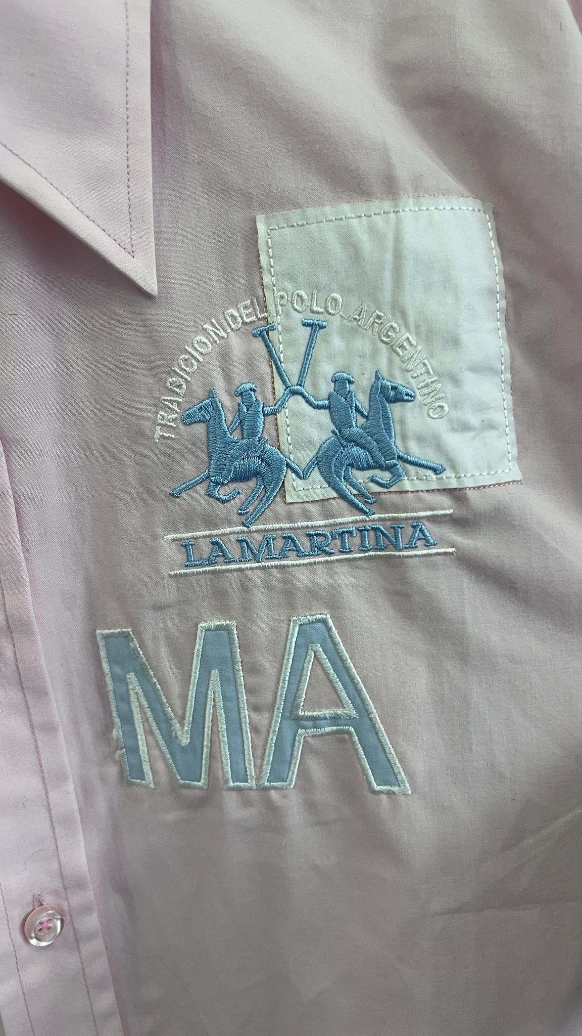 Camicia La Martina Uomo Rosa con Ricami Polo