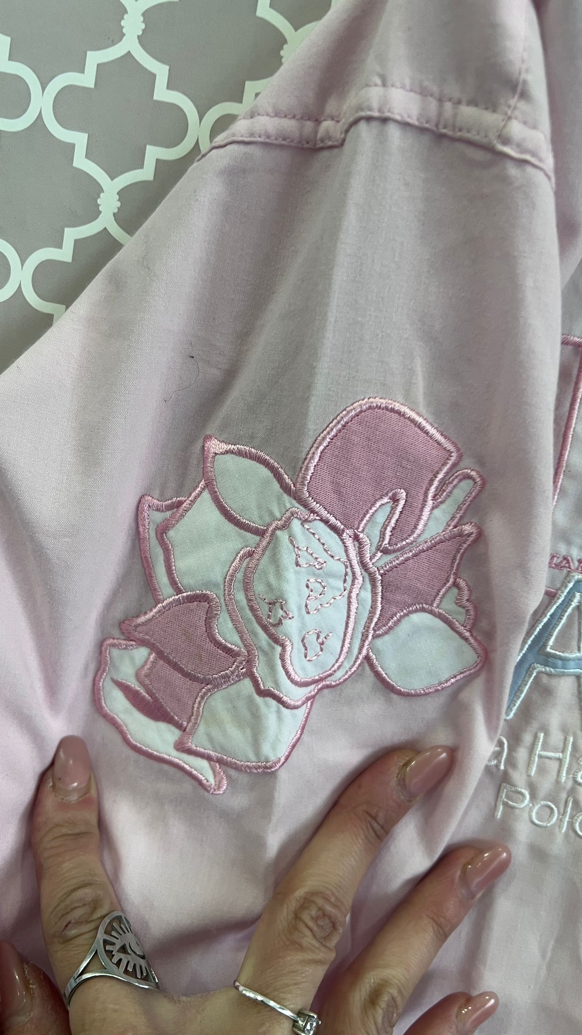 Camicia La Martina Uomo Rosa con Ricami Polo