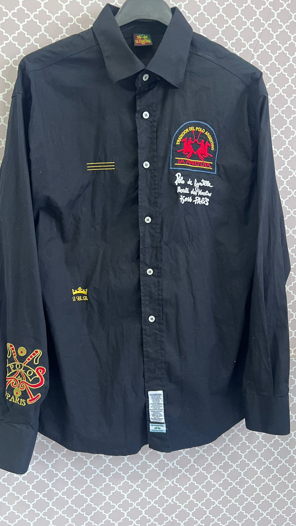 Camicia Nera da Uomo a Maniche Lunghe "La Martina Polo"