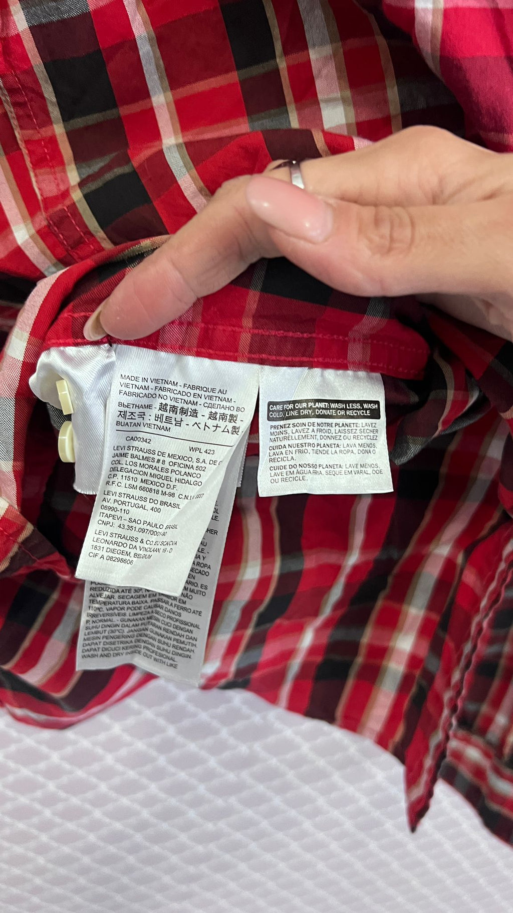 Camicia Levi's uomo a quadri rossi