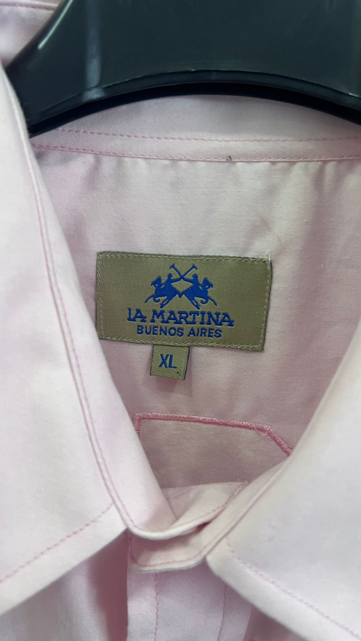 Camicia La Martina Uomo Rosa con Ricami Polo